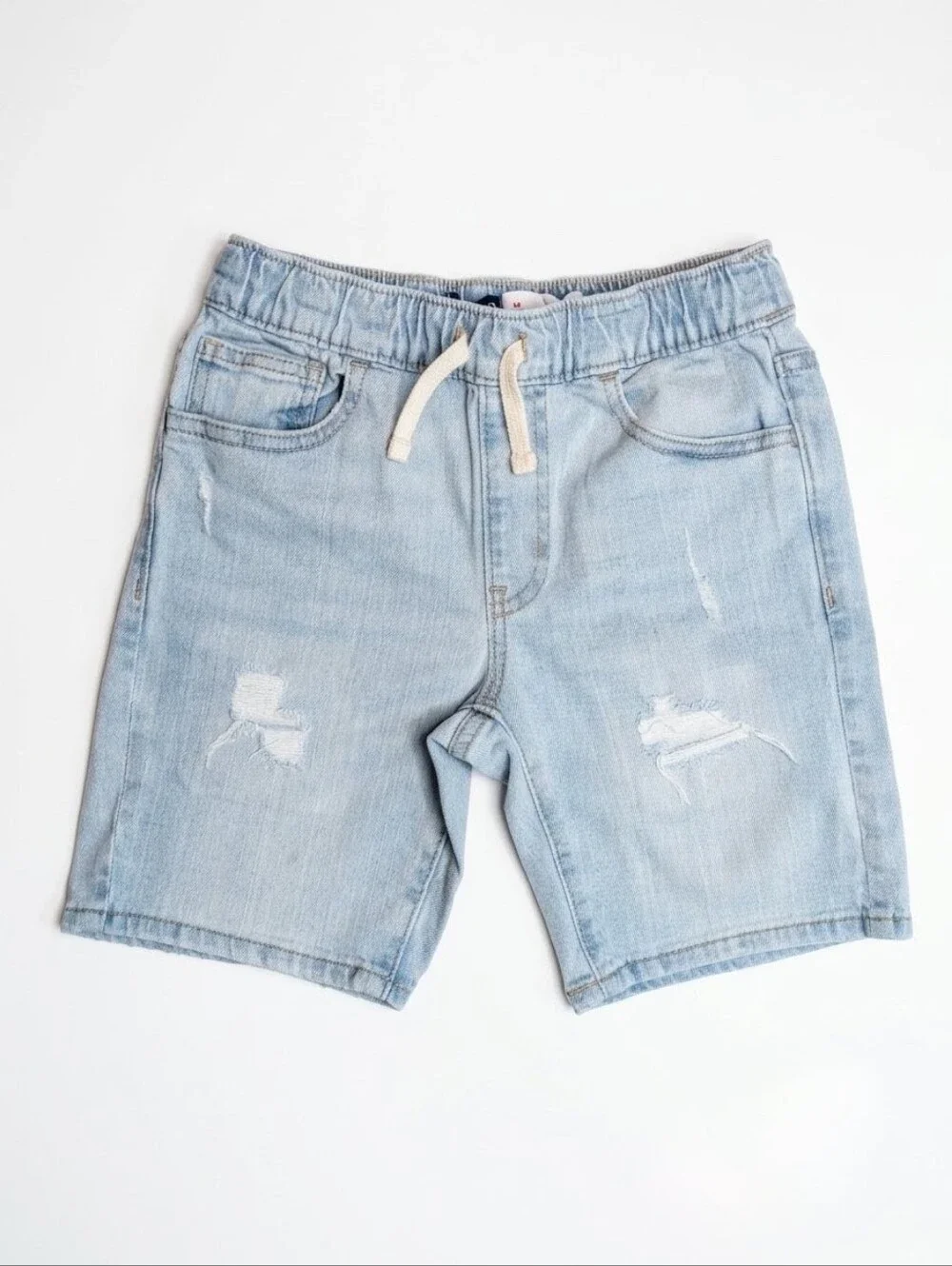 Old Navy Boys 360° Stretch Slim Built-In Tough Distressed Denim Shorts | Size M8